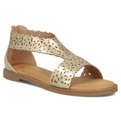 Damen-Sandalen Filippo DS7889 mit durchbrochenem Goldmuster