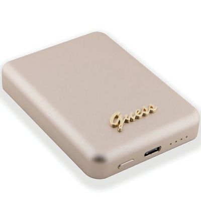4. Guess MagSafe Metal Script Logo Induktions-Powerbank 5 W 3000 mAh – Gold