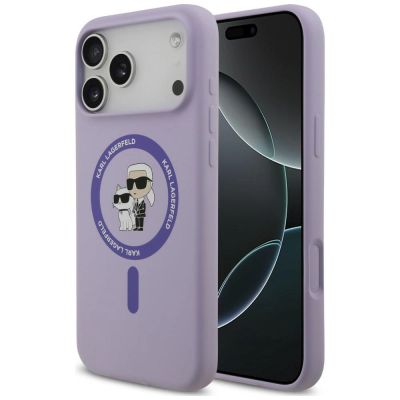 Karl Lagerfeld Silicone Karl&Choupette Ring MagSafe Hülle für iPhone 18 Pro Max / 17 Pro Max – Lila