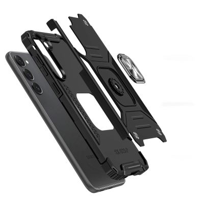 3. Wozinsky Ring Armor Hülle für Samsung Galaxy S23 gepanzerte Hülle magnetischer Haltering schwarz