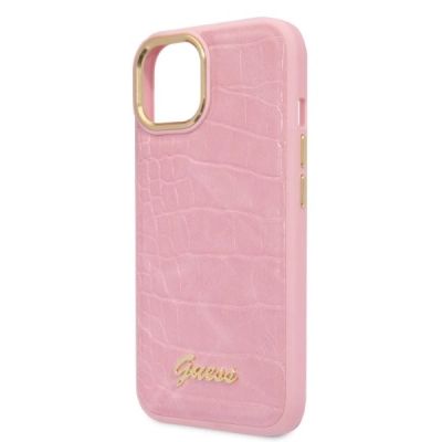 6. Guess Croco Collection Hülle für iPhone 14 Plus – Rosa