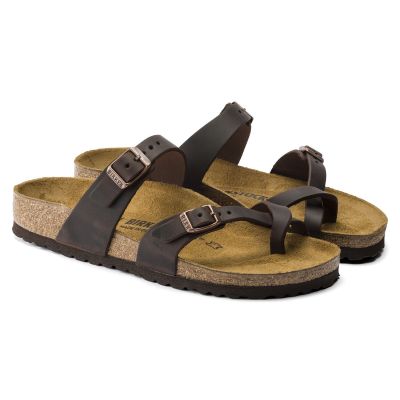 5. Birkenstock Mayari Habana schmale Damen-Flip-Flops, Nubukleder, Braun (0171323)
