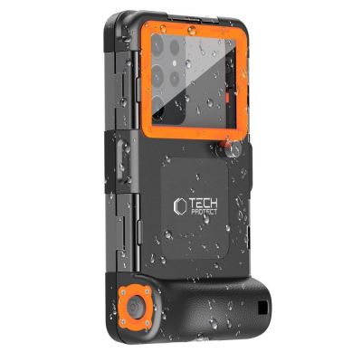 2. Tech-Protect Waterproof Case wasserdicht IPX8 für Smartphones 4,7-6,7" - Schwarz und Orange