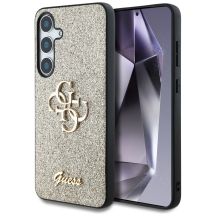 Guess Fixed Glitter Big 4G Metal Logo Hülle für Samsung Galaxy S25 gold