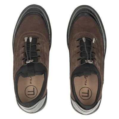 5. braune Keilschuhe aus Wildleder mit Krokodilprägung von Filippo (Modell DP8106)