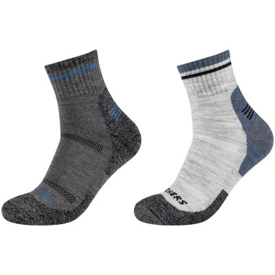Skechers 2PPK Herren Trail Wool Quarter Socken SK42052-9300 Grau 39-42
