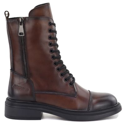 2. Braune Damen-Lederboots im Worker-Stil Artiker 59C1207