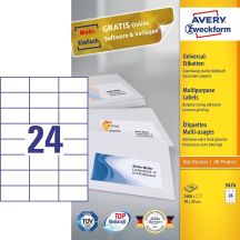 Avery 3474 Selbstklebende Etiketten Rechteckig Permanent Weiß 2400 Stück.