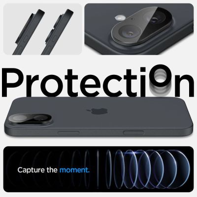 10. Spigen Optik GLAS.TR Kameraschutz 2-PACK für iPhone 16 / 16 PLUS – Schwarz