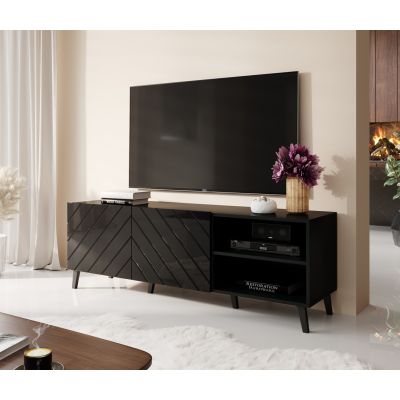 8. ABETO TV-Schrank 150x42x52 schwarz/glänzend schwarz