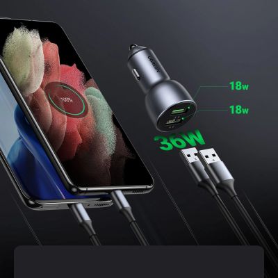 2. Ugreen Auto Schnellladegerät 2x USB 36W Quick Charge SCP FCP AFC grau (CD213 10144)