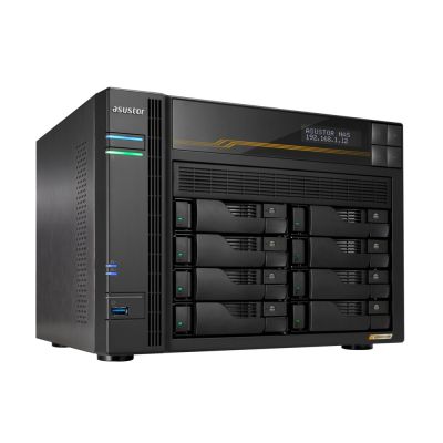 5. NAS Asustor AS6808T; Tower; 8x (3,5" SATA HDD/ 2,5" SSD); AMD Ryzen Embedded V3C14; 16 GB ECC DDR5 SODIMM (max. 64 GB), 2x 10GbE, 2x 5GbE, 4x M.2 2280 NVMe PCIe 4.0, 2x USB 4.0, 2x USB 3.2 Gen, 1x optionale 10GbE-Karte