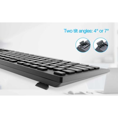 10. GEMBIRD Kabelloses Tastatur- und Maus-Set mit Dual-Modus, 2,4 GHz + Bluetooth, schlank, US-Layout, Schwarz