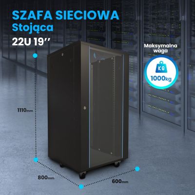 11. Extralink Rack-Schrank 22U 600x800 Schwarz Standgerät