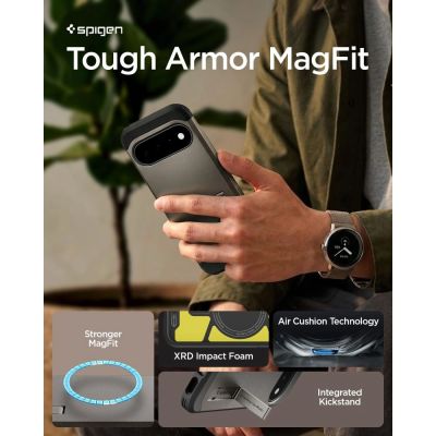 10. Spigen Tough Armor Mag MagSafe Hülle für Google Pixel 11 – Dunkelgrau