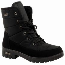Progress Damen-Winterstiefel, schwarze gefütterte Schneestiefel mit Lammfell