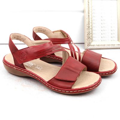7. Rieker W RKR685 bequeme Ledersandalen rot