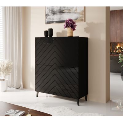 3. ABETO Bücherregal 100,5 x 40 x H 121,5 cm, schwarz/glänzend schwarz