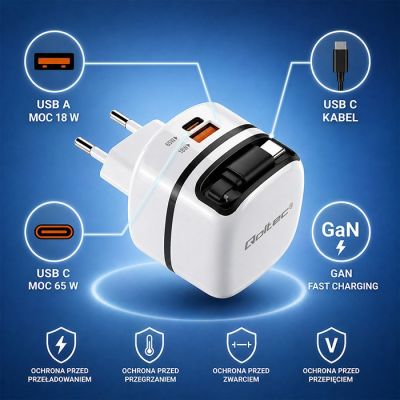2. QOLTEC GAN 65W Netzteil | USB-C PD PPS | 5-20V | 3-3,25A