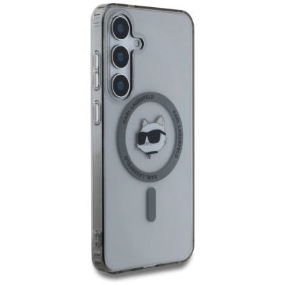 4. Karl Lagerfeld Button Choupette Head gedrucktes Logo MagSafe Samsung Galaxy S25 Hülle schwarz