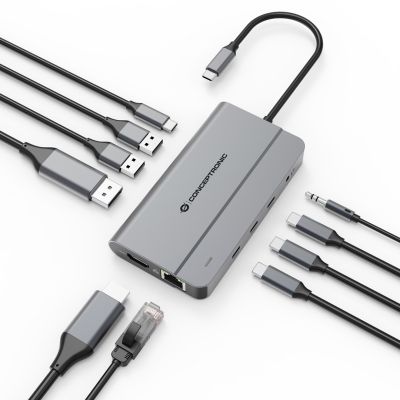 2. Conceptronic DONN34G Dockingstation, kabelgebunden, USB 3.2 Gen 2 (3.1 Gen 2), Typ-C, Grau