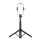 14. Selfie Stick WC12YDS Teleskopstativ 1,3 m aus Aluminiumlegierung mit Dual-Licht und Telefonhalter – Schwarz