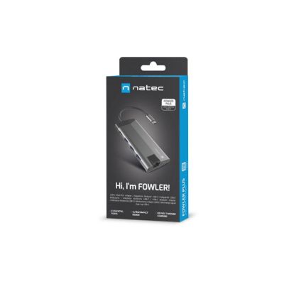 6. NATEC MULTIPORT-ADAPTER FOWLER PLUS USB-C->USB 3.0 3X, HDMI 4K, USB-C PD, RJ45, MICRO SD NMP-1690