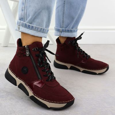 6. Bordeauxfarbene Damen-Wildlederstiefeletten Rieker 45960-35
