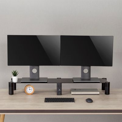 2. Maclean Doppelmonitorständer, max. 20 kg, gehärtetes Glas, (1029 x 285 x 127 mm), MC-936