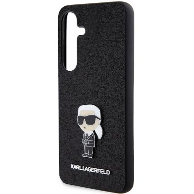 6. Karl Lagerfeld Fixed Glitter Ikonik Logo Metal Pin Hülle für Samsung Galaxy S24+ – Schwarz