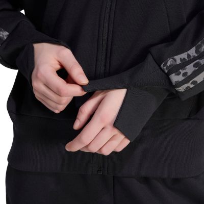 5. Damen-Sweatjacke adidas Seasonal Essentials Animal Print 3-Stripes Full-Zip Hooded Schwarz KS8002