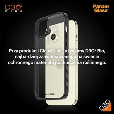 8. PanzerGlass ClearCase Hülle für iPhone 15 Plus / 14 Plus mit Militärzertifizierung – transparent und schwarz