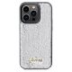 3. Guess Pailletten-Schriftzug-Metallgehäuse für iPhone 14 Pro Max – Silber