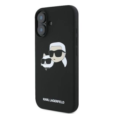2. Karl Lagerfeld Silikonhülle mit Nabble-Kopf-Print und MagSafe-Design für iPhone 16 – Schwarz