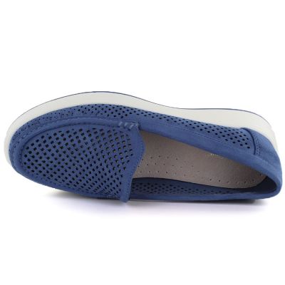 3. Blaue Damen-Plateauschuhe mit Lochmuster, Sergio Leone MK097H