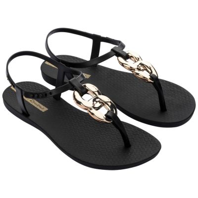 2. Ipanema Sandal Class modische schwarz-goldene Flip-Flops für Damen