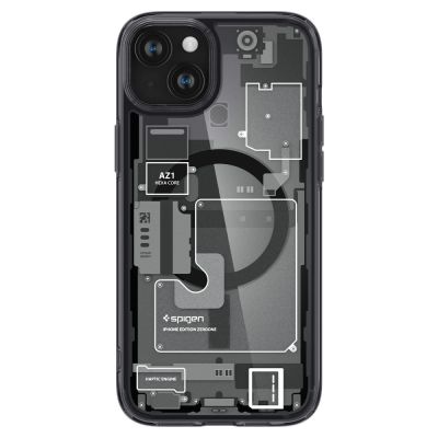 2. Spigen Ultra Hybrid Mag Case mit MagSafe für iPhone 15 Plus – Dunkelgrau (Zero One Pattern)