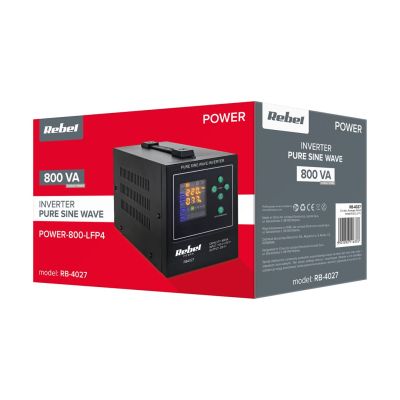7. Rebel POWER-800-LFP4 Notstromversorgung – Sinuswellenwandler mit Ladefunktion 12 V/230 V 800 VA/500 W