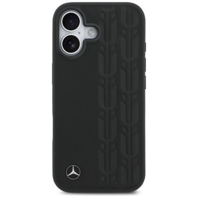 3. Mercedes Lederhülle mit Lorbeerblatt-Motiv und MagSafe-Design für iPhone 17 - Schwarz