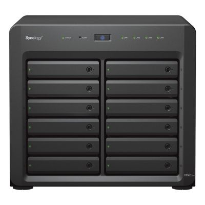 Synology DS3622xs+ NAS; Tower; 12x (3,5"/2,5" SATA HDD/SSD); Intel Xeon D-1531; 16 GB DDR4 ECC SODIMM (max. 48 GB); 2 x 1GbE RJ-45; 2 x 10GbE RJ-45