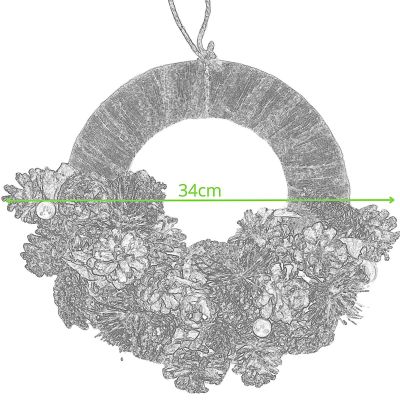 5. DEKORATIVER HALBKRANZ HALF 34 CM GOLD MIT ZAPFEN UND CHRISTBAUMKUGELN MICA