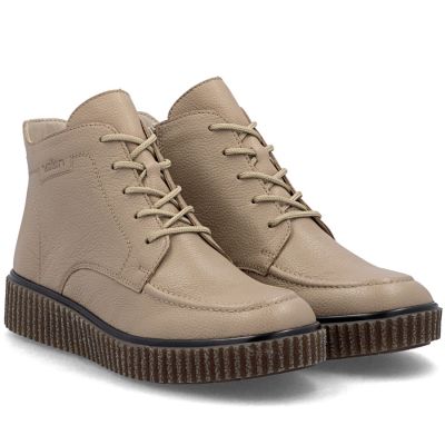 4. Beige Leder-Keilstiefeletten für Damen Rieker Y4304-20