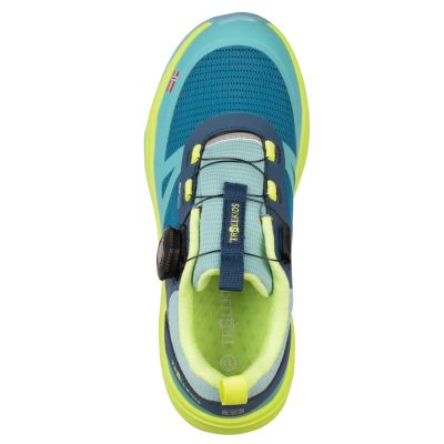 5. Trollkids Trollfjord Hiker Low XT Wasserdichte Schuhe Harbor Blue/Spring Leaf/Aquamarine Mist