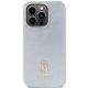 3. Guess Strass Metal Logo Hülle für iPhone 15 Pro – Silber
