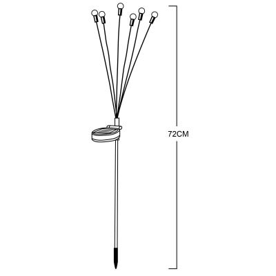 6. Solarlampe, die im Wind tanzt, bunte Kugeln, 6 LEDs, 72 cm