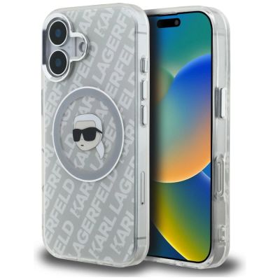 Karl Lagerfeld IML Karl Head Logo MagSafe Hülle für iPhone 16 - Grau