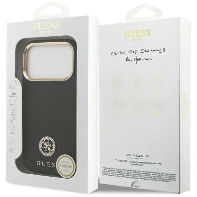 8. Guess Grained Strass Logo MagSafe Hülle für iPhone 17 Pro - Schwarz