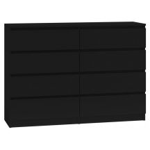 M8 MALWA Kommode 140 cm 8 Schubladen Schwarz