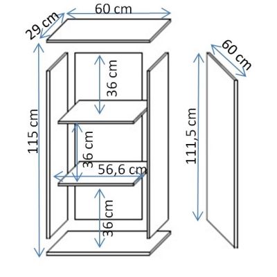4. Hängevitrine S2 SOHO 60x29x112 Kaschmir+Schwarz