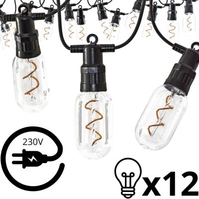 9. Party-Lichterkette für den Außenbereich, 12 Spiralen, 12 LED-Lampen, 6,3 m, 230 V